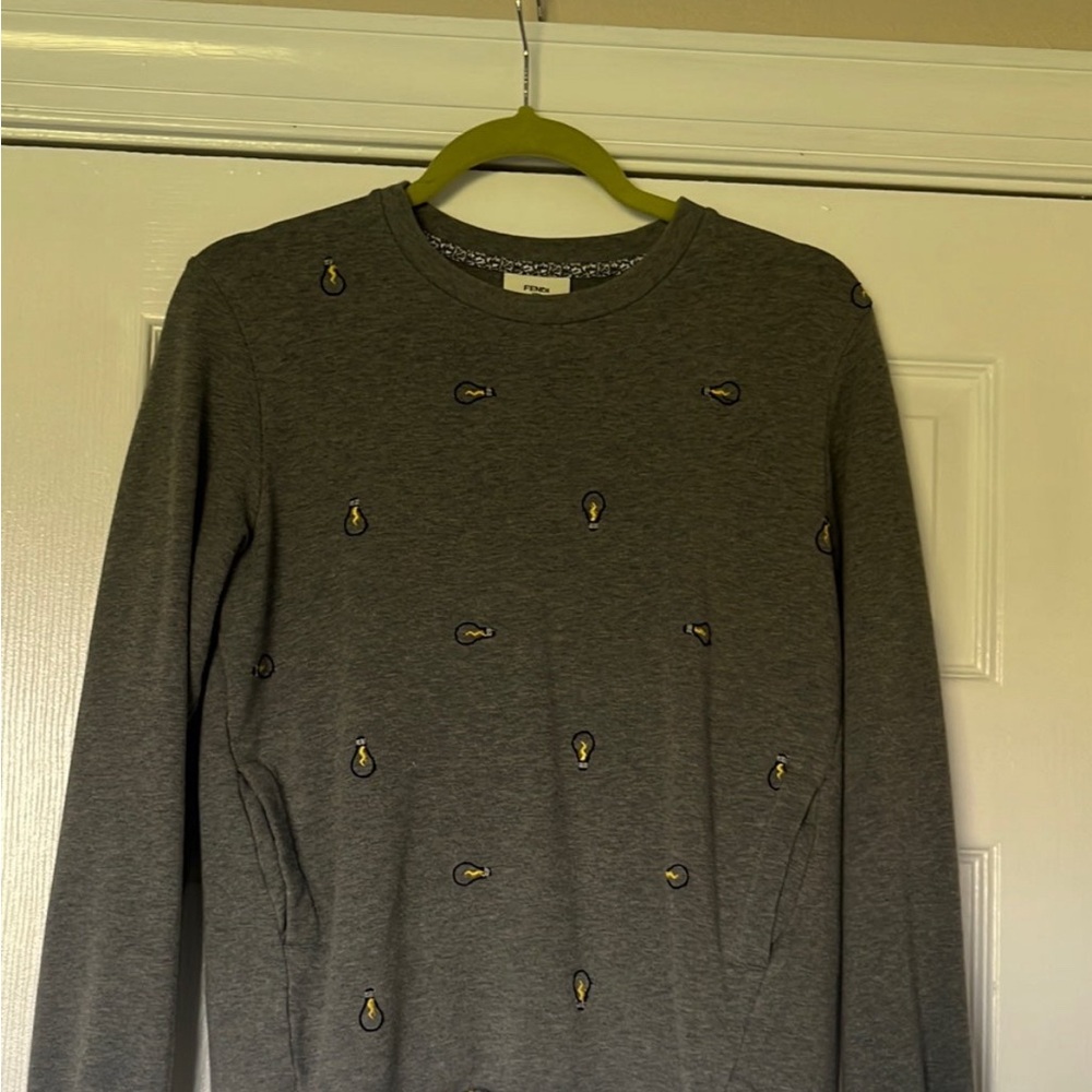 Fendi Gray Sweatshirt with Logo Detail